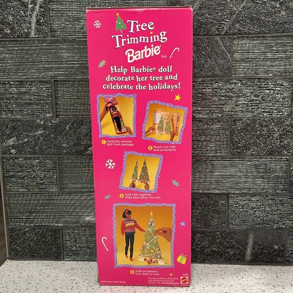 MATTEL VINTAGE 1998 NIB TREE TRIMMING BARBIE BEAUTIFUL AFRICAN AMERICAN & TREE - Picture 2 of 10